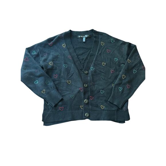 Aqua x Kerri Rosenthal Rhinestone Heart Cardigan womens medium - Picture 1 of 4